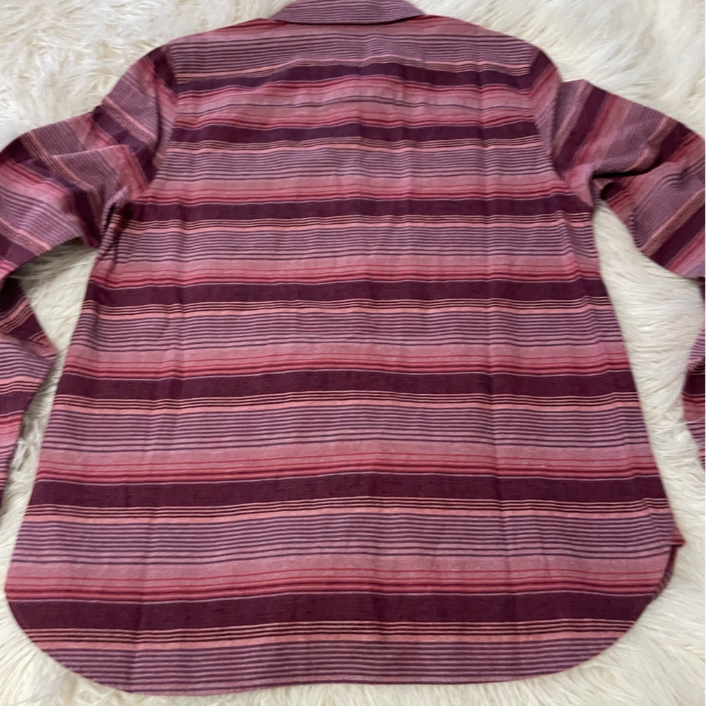 United by Blue women’s flannel sizes M & L organic cotton hemp red earth stripe - Picture 3 of 8
